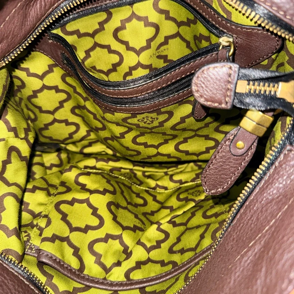 orYANY Brown and Tan Two-Tone Leather Satchel - Picture 7 of 9